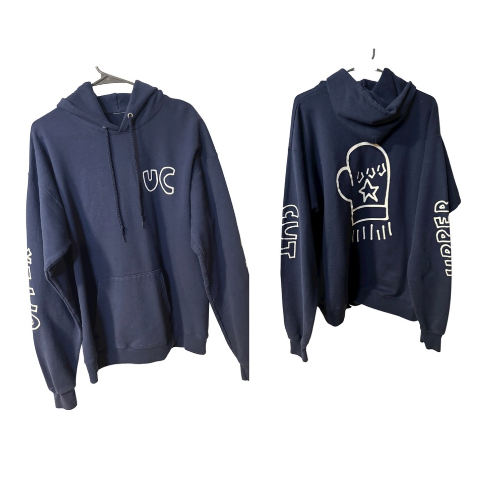 Navy Blue Graphic Boxing Hoodie Upper Cut Lettering Size Large